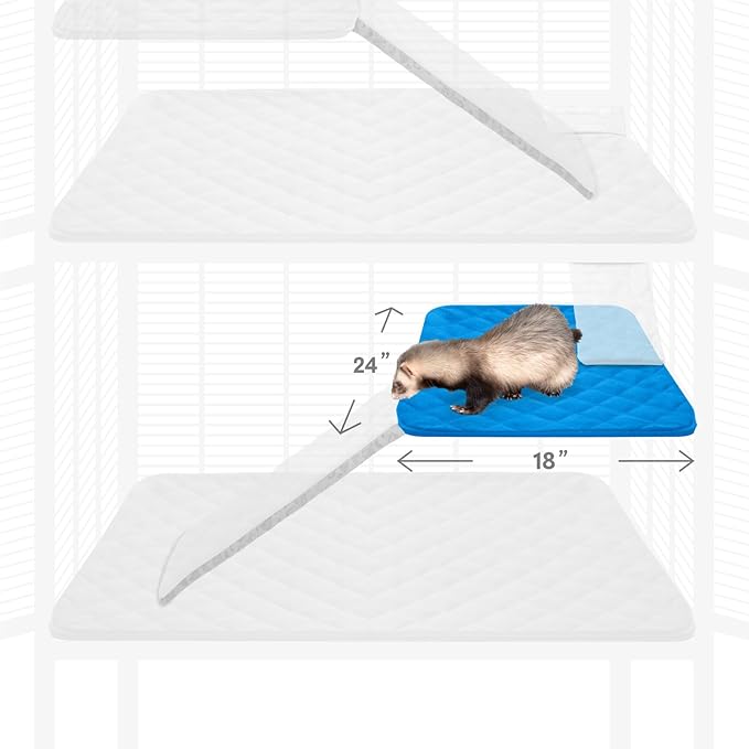 Paw Inspired Fitted Fleece Liner for Ferret Nation, Critter Nation Cage for Ferrets, Rats, Chinchillas, Hedgehogs &amp; Other Small Animals (Blue, Shelf Liner)