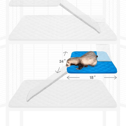 Paw Inspired Fitted Fleece Liner for Ferret Nation, Critter Nation Cage for Ferrets, Rats, Chinchillas, Hedgehogs &amp; Other Small Animals (Blue, Shelf Liner)