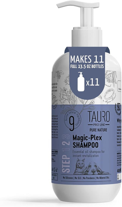 Tauro Pro Line Moisturizing Dog Shampoo for Smelly Dogs, Deodorizing All Natural Dog Wash, Pet Coat Protection, Cat &amp; Puppy Shampoo for Dry Sensitive Skin (Magic Plex - 13.5 Fl Oz)