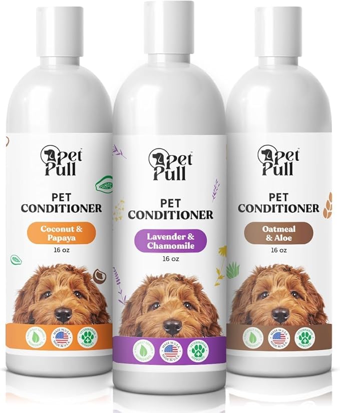Dog Conditioner Puppy Essentials - Moisturizing Conditioner for Dogs with Coconut and Papaya Scent - Plant Based Dog Bath Supplies Detangle and Revive Pet&