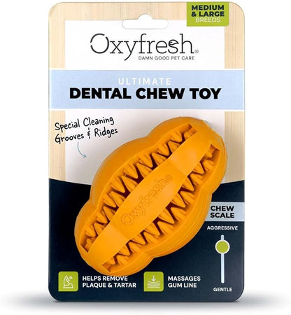 Oxyfresh Dog Dental Chew Toy - Best Durable Rubber Dog Toy for Tough Chewers – Helps Remove Plaque, Cleans Teeth &amp; Freshens Breath Without Brushing (Large)