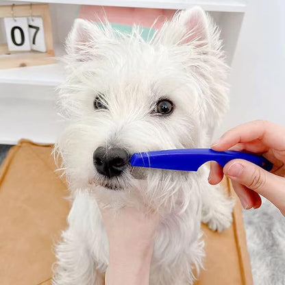 Flea Comb Lice Comb Cat &amp; Dog Pet Grooming Combs Tear Stain Remover Remove Mucus Crust 2-in-1 Metal Round Smooth Teeth Comb Remove Floating Hair Tangles Dander (blue)