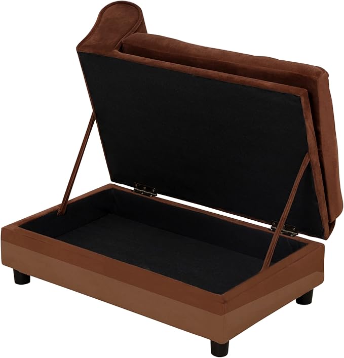 PawHut Luxury Fancy Dog Couch with Hidden Storage, Small Dog Sofa Bed with 2" Soft Foam, Modern Pet Furniture for Puppies &amp; Little Breeds, Brown