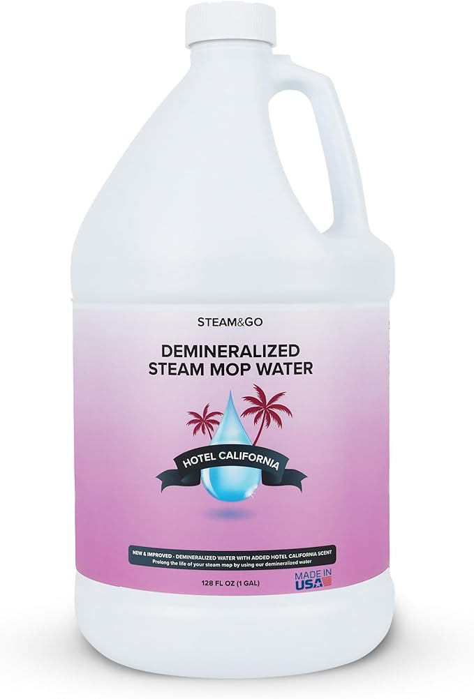 Steam &amp; Go Deminerilized Water - Multi-Surface Cleaner for Steam Cleaners, Hardwood Floors, Kitchens, &amp; Bathrooms - Germ-Killing Formula - Hotel California Scent - 1 Gallon