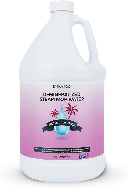 Steam &amp; Go Deminerilized Water - Multi-Surface Cleaner for Steam Cleaners, Hardwood Floors, Kitchens, &amp; Bathrooms - Germ-Killing Formula - Hotel California Scent - 1 Gallon