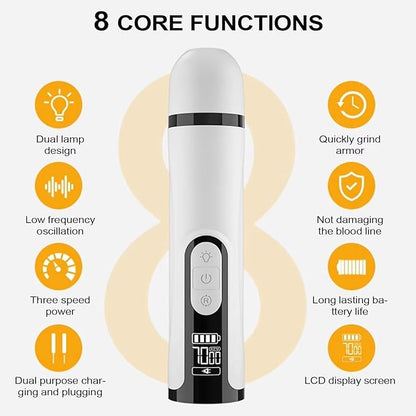 Upgrade Heusom Groom Pro Nail Grinder Cordless with LED Light &amp; 3 Speeds, Dog Cat Nail Trimmer 2000mAh Long-Lasting Battery for Thick Nails for Dogs and Cats (1 Pc+1 Head)