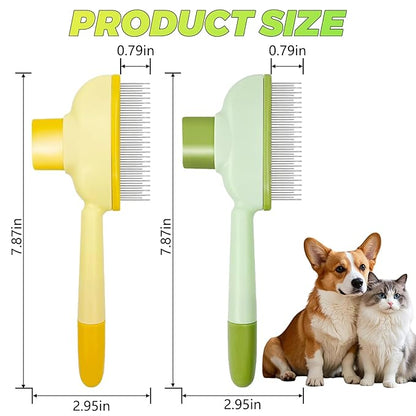 Flea Combs for Cats and Dogs with Release Button,Long &amp; Short Stainless Steel Teeth for Deshedding, Fine Tooth Pet Brushes for Grooming Pet Hair Removal for Long and Short Hair 2 Pack