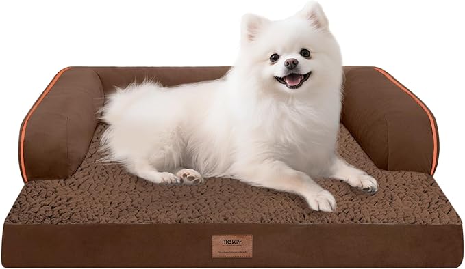 Small Dog Bed Orthopedic Washable Cat Bed Memory Foam Couch Sofa Comfy Pet Beds with Waterproof Removable Cover &amp; Non-Slip Bottom