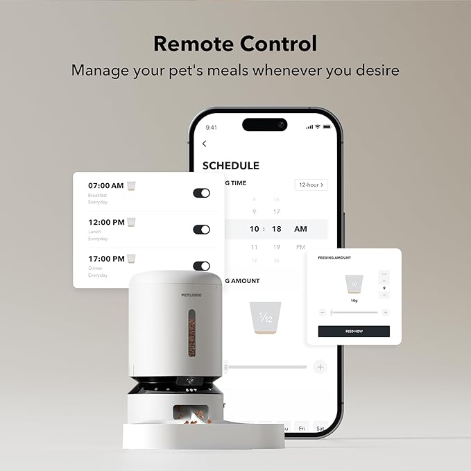 PETLIBRO Automatic Cat Feeder with Camera for Two Cats, 1080P HD Video with Night Vision, 5G WiFi Pet Feeder with Phone APP Control, 2-Way Audio for Cat &amp; Dog, Low Food &amp; Motion &amp; Sound Alerts