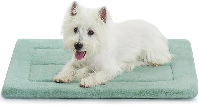 Made4Pets Dog Crate Pad Bed for Small Dogs, Washable &amp; Reversible, Anti-Slip Kennel Mat for Cozy Sleeping, Soft Fluffy Dog Bed for Indoor &amp; Outdoor Use, 24"x18", Green