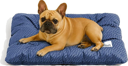 FUNNY FUZZY 2 in 1 Dog Bed Crate Pad Mat, Washable Reversible Pet Floor Mats,Fluffy Kennel Pad for Small Large Sized Dog,Indoor Cats,Sleeping Mattress, 29.9" × 18.9", Midnight Blue