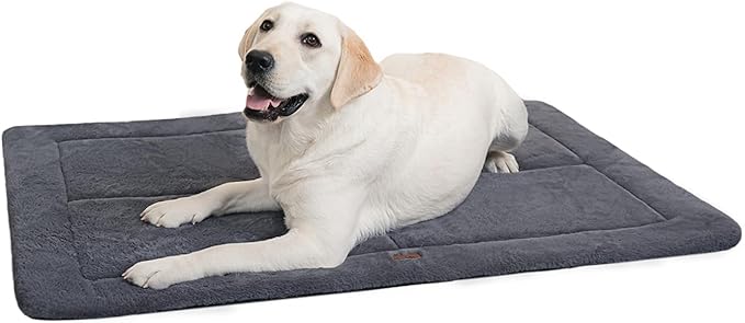 Made4Pets Dog Crate Pad Bed for Extra Large Dogs, Washable &amp; Reversible, Anti-Slip Kennel Mat for Cozy Sleeping, Soft Fluffy Dog Bed for Indoor &amp; Outdoor Use, 48"x30", Dark Gray