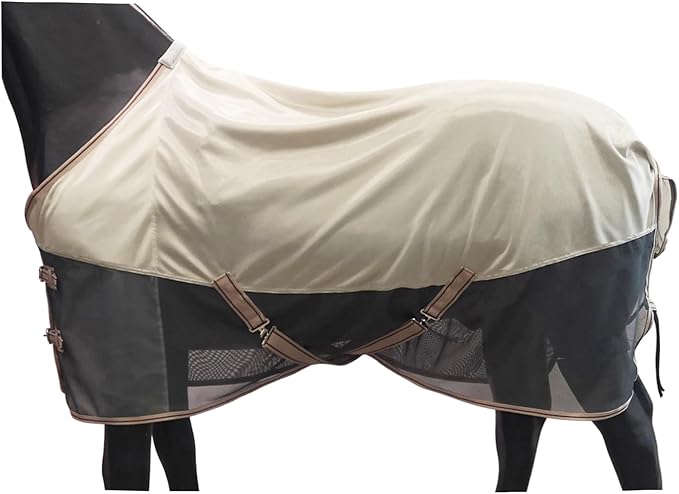 BARN &amp; STABLE Breathable and UV Protective Horse Fly Sheets Tear-Resistant Mesh Fly Sheets for Horse Comfy Equine Summer Sheets with Removable Web Leg Straps