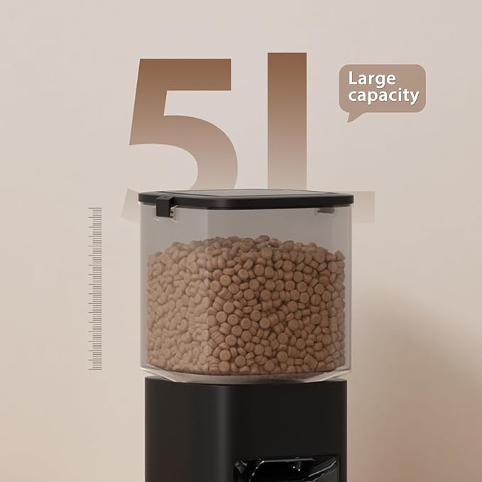 Automatic Cat Feeder, 5L/21 Cup Timed Automatic Pet Feeder, Dual Power Auto Dog Feeders, Pet Dry Food Dispenser for Cats &amp; Small Dogs, 1-10 Meal Programmable 1-15 Portion Control Cat Feeder(Not WiFi)
