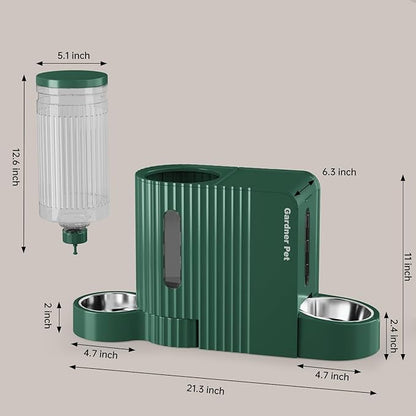 Gardner Pet Automatic Gravity Cat Food Feeder and Water Dispenser Stainless Steel Two-in-One Set Large Capacity Dispenser for Pets Dogs, Puppies, Kittens