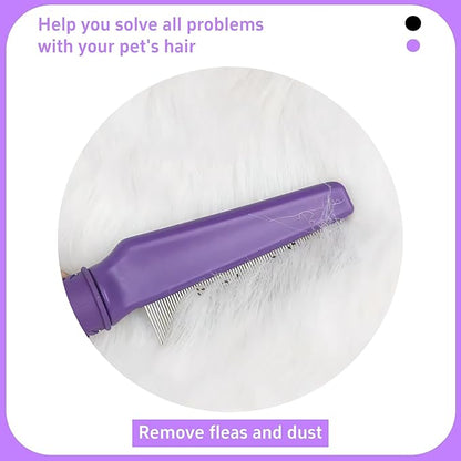 Pet Flea Comb for Dogs &amp; Cats,Removes Tangles &amp; Flea, Tear Stain Removal, Stainless Steel Metal Teeth, Non-slip &amp; Anti-static Rubber Handle, Safe &amp; Gentle Pet Grooming Comb