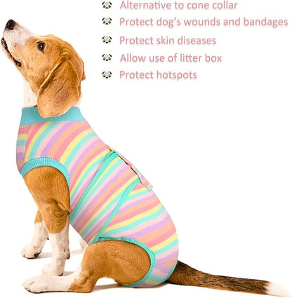 Kuoser Recovery Suit for Dogs Cats After Surgery, Professional Pet Recovery Shirt Dog Abdominal Wounds Bandages, Substitute E-Collar &amp; Cone,Prevent Licking Dog Onesies Pet Surgery Recovery Suit