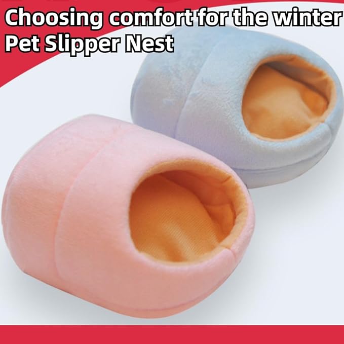 Rat Hamster House Bed Winter Warm Small Pet Squirrel Hedgehog Chinchilla Rabbit Guinea Pig Bed House Cage Nest Hamster Accessories (Blue,Large)
