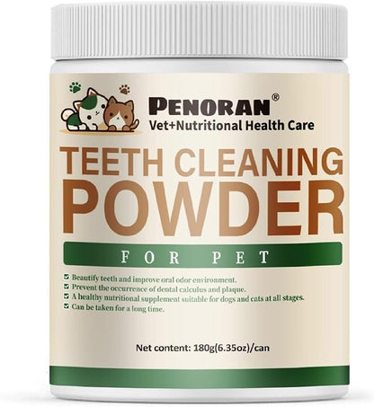 Dog Dental Powder, 6 oz, Dog Teeth Cleaning Powder &amp; Cat Breath Freshener, Plaque Off Pet Tooth Cleaning - Combating Dental Plaque, Tartar Cleaning and Removal, Fighting Bad Breath, Oral Care