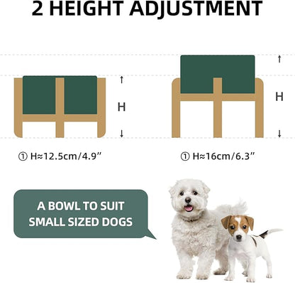 Ceramic Raised Double Bowls Set with Stand, 2 Heights Elevated, Food &amp; Water Bowls for Small Breed Dogs, Weighted Dog Dishes, Pet Bowl(6.1&