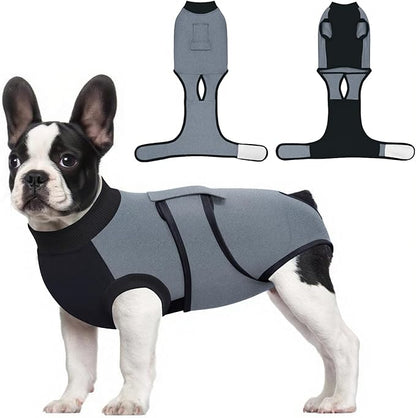 Idepet Dog Recovery Suit Female,Dogs Onesie Suit Surgery Male Breathable Pet Bodysuit for Spay Neuter E-Collar &amp; Cone Alternative Surgical Suit Puppy Abdominal Anti Licking Wounds Shirt (Gray, XXL)