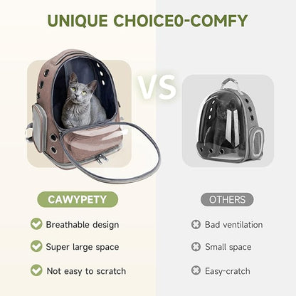 Cat Backpack Carrier, Breathable Cat Carrier Large Space Bubble Pet Backpack for Kitty Small Dog up to 15lbs, Transparent &amp; Foldable Pet Carrier for Travel Hiking