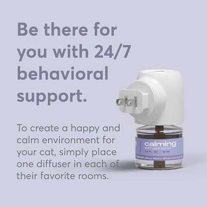 Cat Calming Diffuser Refills – Long-Lasting 30-Day Formula with Pheromones for Stress Relief, Relaxation, and Anxiety Reduction in Cats – (1 Diffuser + 2 Refills)