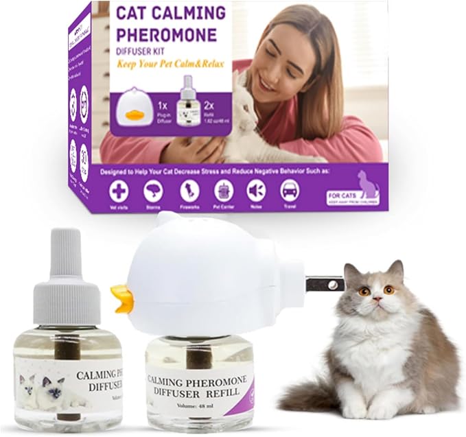 Calming Pheromone Diffuser Kit for Cats, Reduces Fighting, Spraying &amp; Scratching (48 mL)