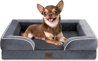 Comfort Expression Small Dog Beds Waterproof Orthopedic Foam Dog Sofa Beds for Small Dogs Comfy Pet Bed with Washable Removable Cover &amp; Non-Slip Bottom(X-Small,Dark Grey)