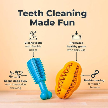 Oxyfresh Dog Dental Chew Toy - Best Durable Rubber Dog Toy &amp; Puppy Teething Toy - Helps Remove Plaque, Cleans Teeth &amp; Freshens Breath Without Brushing (Small)