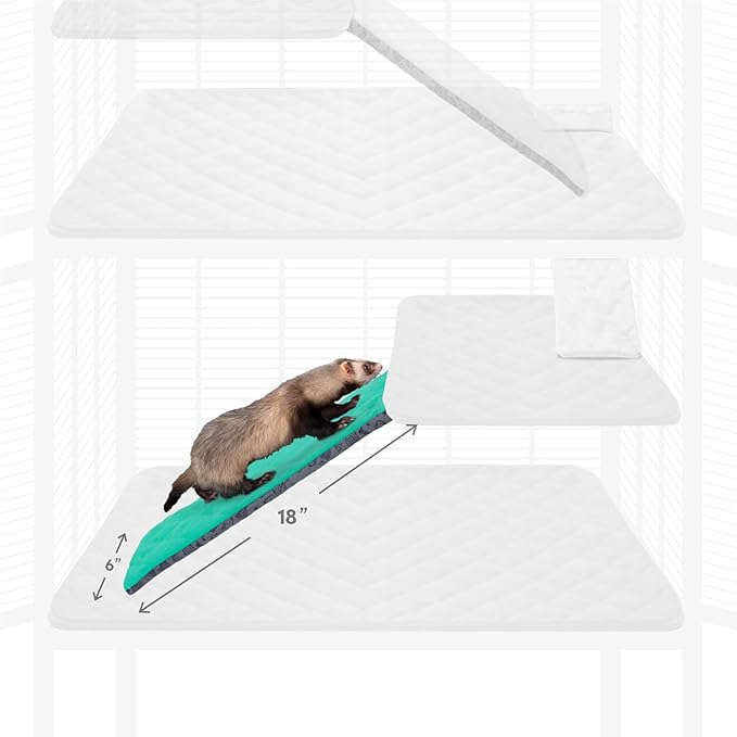 Paw Inspired Fitted Fleece Liner for Ferret Nation, Critter Nation Cage for Ferrets, Rats, Chinchillas, Hedgehogs &amp; Other Small Animals (Green, Ramp Cover)