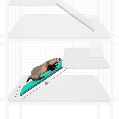 Paw Inspired Fitted Fleece Liner for Ferret Nation, Critter Nation Cage for Ferrets, Rats, Chinchillas, Hedgehogs &amp; Other Small Animals (Green, Ramp Cover)