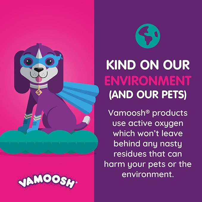 Vamoosh Pet Hair Dissolver | No Harmful Chemicals | Safe for Pets | Patented Pet Hair Dissolving Formula | Removes Odor | Dissolves Dog, Cat &amp; Animal Fur | Easy to Use | 3 Sachets (Pack of 2)