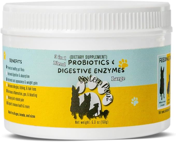 Probiotics, Prebiotics, &amp; Digestive Enzymes for Dogs| Limited Ingredients| Digestive Support |Allergy Relief |Immune Support| Reduces Inflammation| Diarrhea &amp; Gas Relief (150g), White