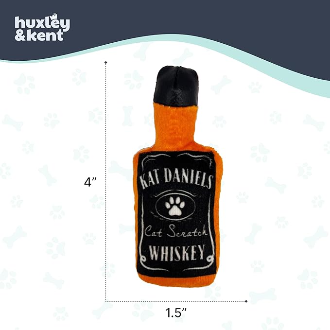 Huxley &amp; Kent Plush Cat Toy - Interactive Catnip Toy for Cats &amp; Kittens - Soft Kitty Toy with Crinkle &amp; Catnip - Fun Indoor Play Toy - Kat Daniels Whiskey