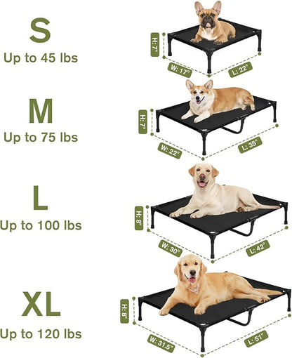 Small Elevated Dog Bed 22 Inch - Puppy Cooling Cot with Removable Washable Breathable Mesh, Raised Dog Cots Beds for Indoor and Outdoor, Black