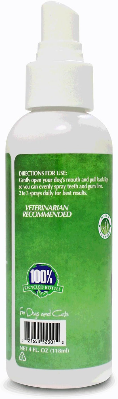 Bio-groom Fresh Bark Dog Breath Freshener - No Chew Dental Spray for Dogs &amp; Cats, Teeth Cleaning Oral Care for Plaque &amp; Tartar, No Brushing Required, Made in The USA - Mint, 4 fl oz