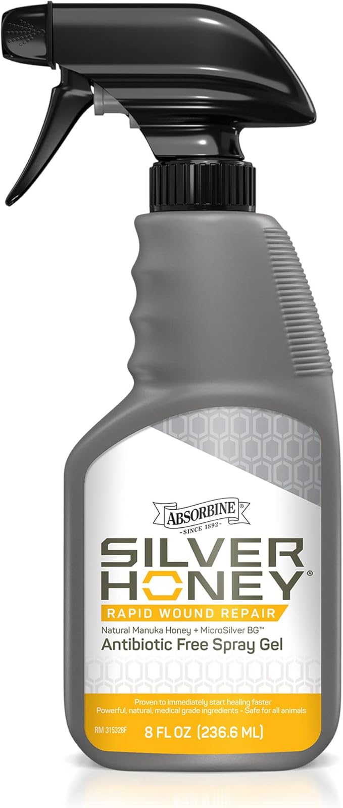 Absorbine Silver Honey Rapid Wound Repair Spray Gel 8oz Bottle, Manuka Honey &amp; MicroSilver BG