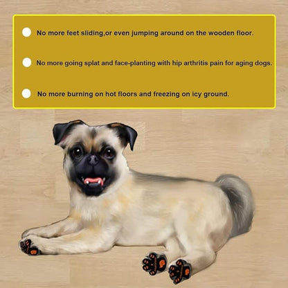 Dog Paw Pads Anti-Slip Grips,Dog Paw Protectors for Senior Dogs on Hot Pavement,Provides Traction to Keep Them from Slipping on Smooth Floors 12 sets-48 Pads Black XXL