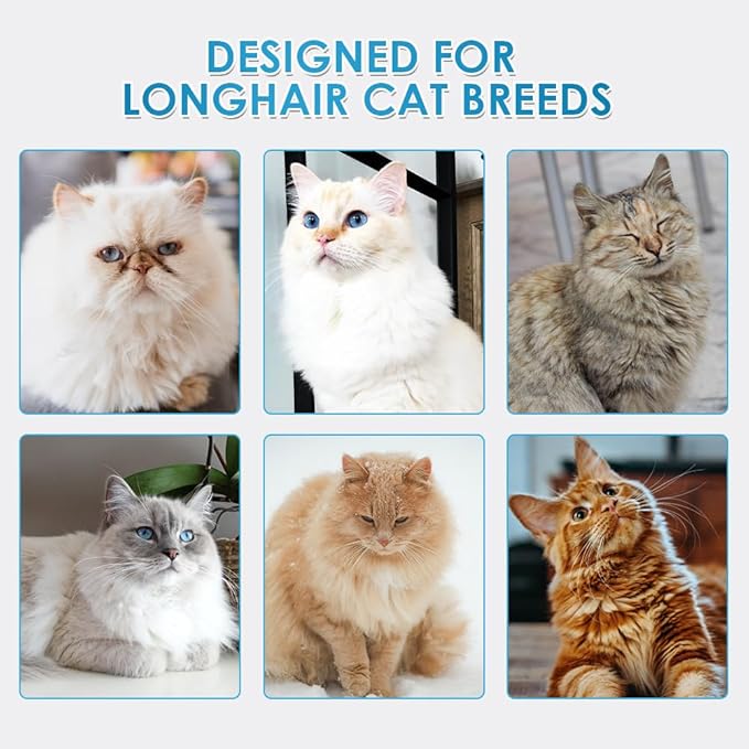 Mooncat Waterless Shampoo &amp; Brush Kit for Longhair Cats | Complete Grooming System for Detangling, Deshedding &amp; Matted Fur | Licking Safe No-Rinse Foam with Gentle Silicone Massager - Made in Taiwan