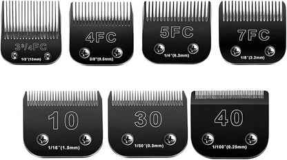 10 Blades Dog Grooming Blades Compatible with Andis/Oster A5/Wahl KM-10 Series Dog Clippers,Detachable Clipper Replacement Blade,Black (7PCS 