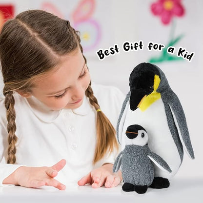 Penguin Family Plush Toy, Stuffed Animal Plushie Doll, Soft Fluffy Like Real Polar Animals Hugging Toy - Present for Every Age &amp; Occasion