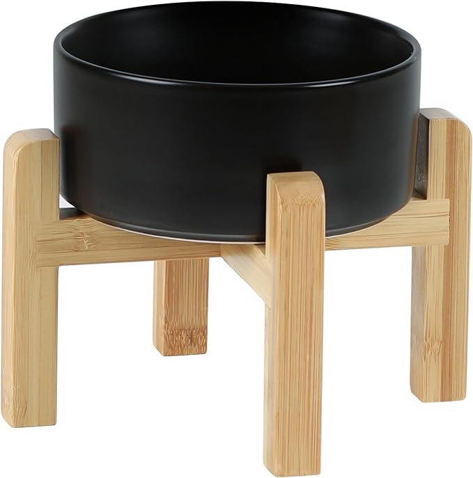 Ceramic Raised Dog and Cat Bowl Set, 2 Heights Elevated Stand, Food and Water Bowl for Small Breed Dogs, Weighted Dog Dishes, Pet Bowl(6.1&