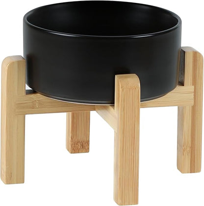 Ceramic Raised Dog and Cat Bowl Set, 2 Heights Elevated Stand, Food and Water Bowl for Small Breed Dogs, Weighted Dog Dishes, Pet Bowl(6.1&