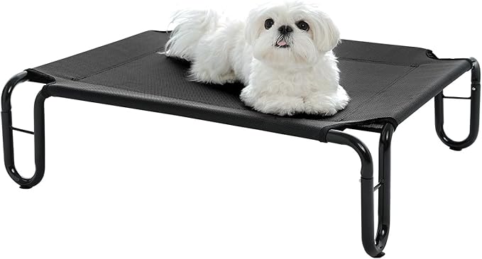 pettycare Elevated Dog Bed Cot, Raised for Large Dogs, No Screws, Stable Frame &amp; Durable Supportive Teslin Recyclable Mesh, Breathable, Indoor &amp;Outdoor Pet Beds, Fits up to 35 lbs, 28x22x8 &