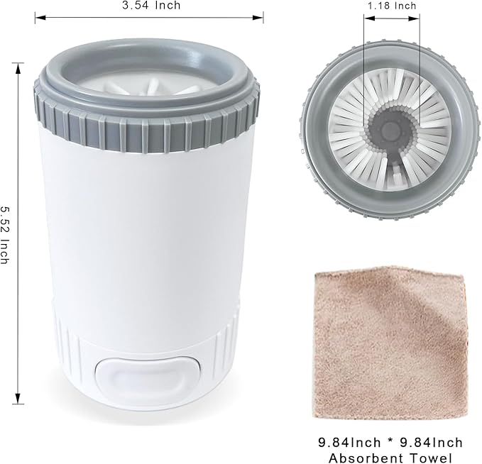 Dog Paw Cleaner with Absorbent Towel, Dog Paw Washer, Muddy Paw Cleaner, Dog Foot Cleaner, Plunger Style Dog Paw Washer, Paw Cleaner for Dogs, Suitable for Small Breed &amp; Medium Breed Dogs