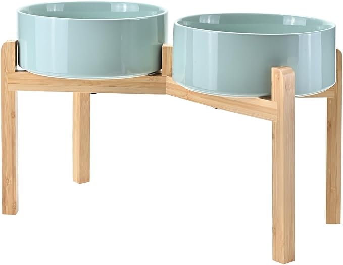 SPUNKYJUNKY Elevated Dog Bowls Ceramic, 8.3&