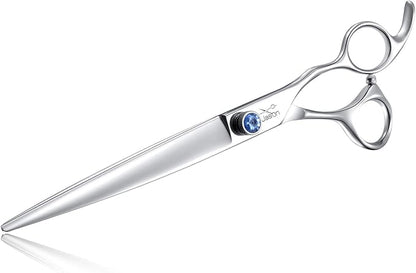 JASON 8" Straight Dog Grooming Scissors Long Pets Grooming Shears Premium Cats Trimming Kit with Offset Handle and a Jewelled Screw Sharp Comfortable