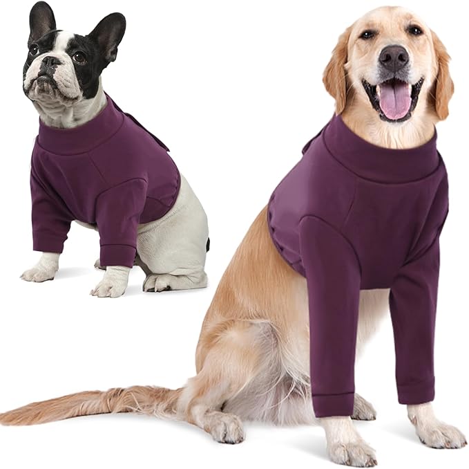 IDOMIK Dog Recovery Suit, Dog Surgery Recovery Suit Front Legs, Comfy Joint Leg Sleeves After Surgery, Elbow Braces Protector for Leg Injuries &amp; Joint Pain, Cone Collar Alternatives,Purple,2XL