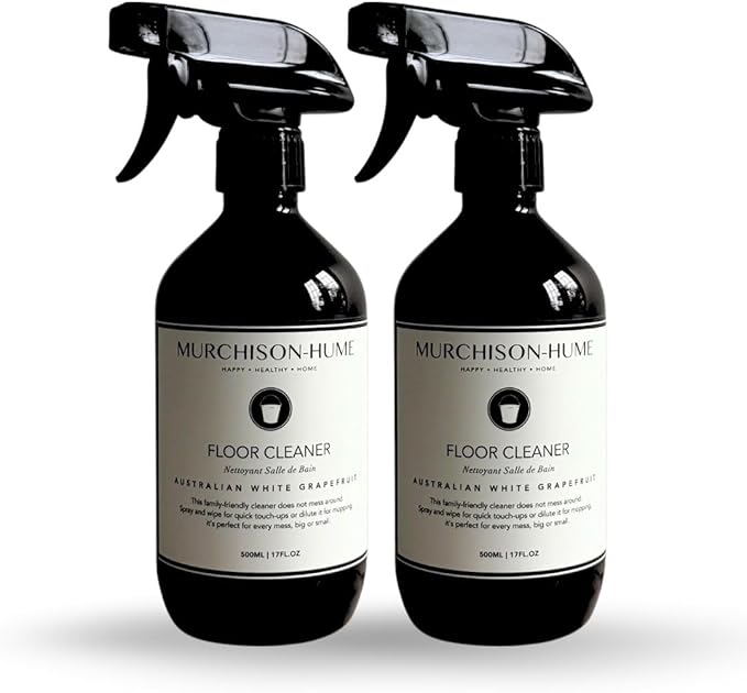 Murchison-Hume Natural Floor Cleaner Spray – Pet-Friendly, Non-Toxic, Plant-Based Formula for Hardwood, Tile &amp; Laminate – Streak-Free Shine, Australian White Grapefruit – 17oz Bottle (2 Pack)